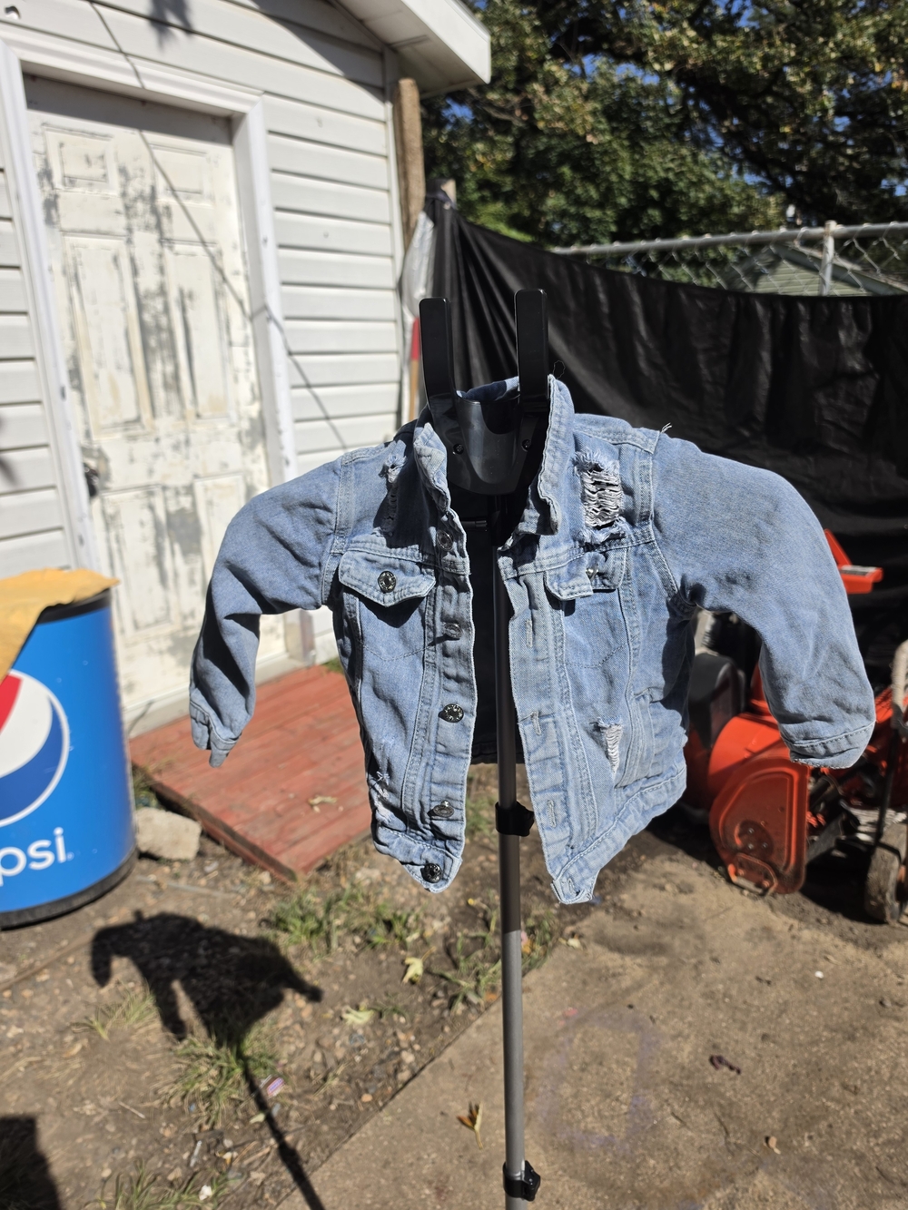 SHEIN Light Blue Distressed Kids Denim Jacket